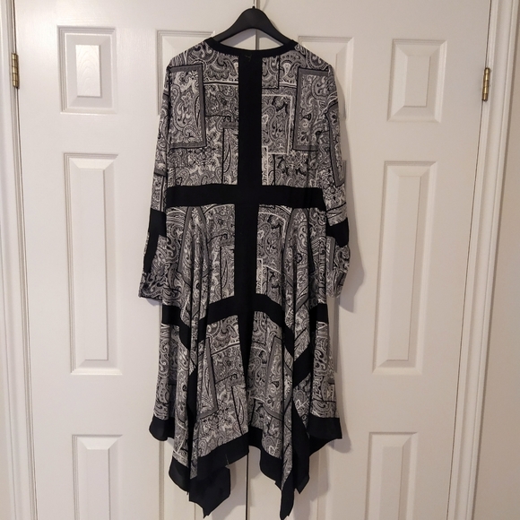Boho Paisley Geometric Print Dress Uneven Hem - Picture 3 of 9